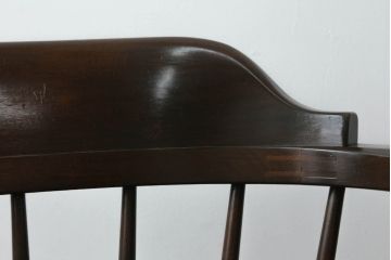 和製ビンテージ　松本民芸家具　#91型　落ち着きのある大人カフェ風インテリアが叶うキャプテンチェア2脚セット(アームチェア、板座チェア、椅子、ダイニングチェア、イス、ヴィンテージ)(定価2脚で約26万円)(R-071464)
