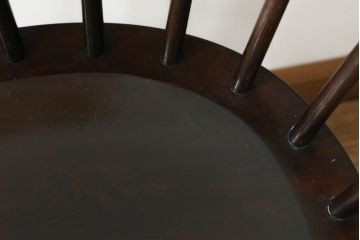 和製ビンテージ　松本民芸家具　#91型　落ち着きのある大人カフェ風インテリアが叶うキャプテンチェア2脚セット(アームチェア、板座チェア、椅子、ダイニングチェア、イス、ヴィンテージ)(定価2脚で約26万円)(R-071464)