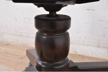 和製ビンテージ　希少　絶版品　北海道民芸家具　細部までこだわりが感じられるキャスター付き回転デスクチェア(キャプテンチェア、板座チェア、回転チェア、キャスターチェア、椅子、イス、ヴィンテージ、高さ調整可能)(R-071465)