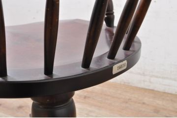 和製ビンテージ　希少　絶版品　北海道民芸家具　細部までこだわりが感じられるキャスター付き回転デスクチェア(キャプテンチェア、板座チェア、回転チェア、キャスターチェア、椅子、イス、ヴィンテージ、高さ調整可能)(R-071465)