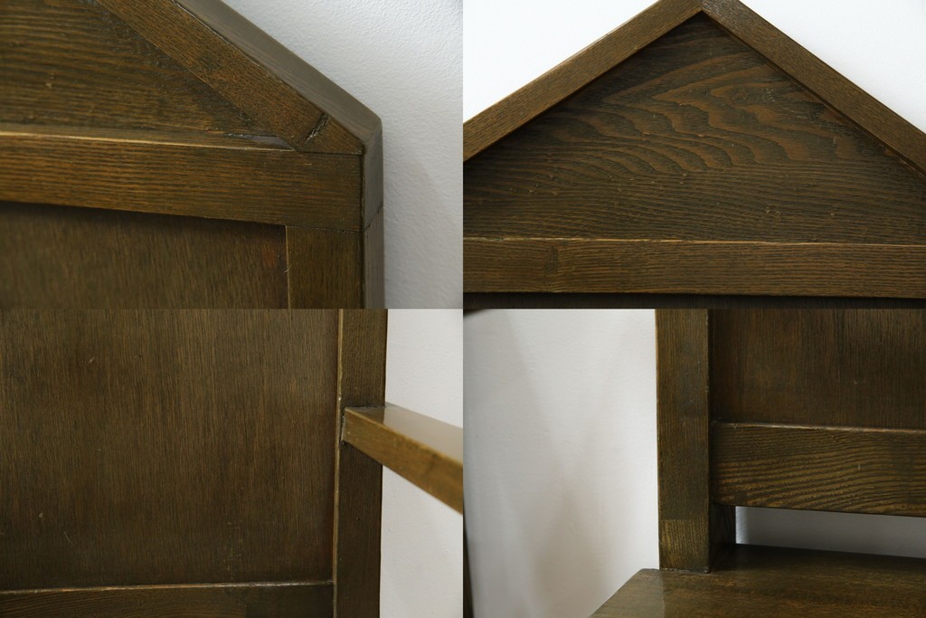 和製アンティーク　タモ材　ラワン材　ノスタルジックな雰囲気漂う古い教会のアームチェア2脚セット　(R-071466)