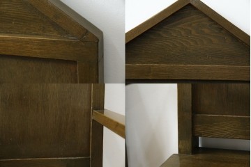 和製アンティーク　タモ材　ラワン材　ノスタルジックな雰囲気漂う古い教会のアームチェア2脚セット　(R-071466)