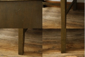 和製アンティーク　タモ材　ラワン材　ノスタルジックな雰囲気漂う古い教会のアームチェア2脚セット　(R-071466)