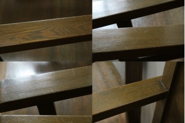 和製アンティーク　タモ材　ラワン材　ノスタルジックな雰囲気漂う古い教会のアームチェア2脚セット　(R-071466)