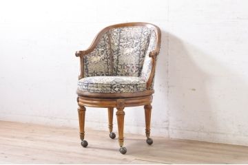 中古　DREXEL HERITAGE(ドレクセルヘリテイジ)　品のある佇まいが魅力的な回転チェア(アームチェア、デスクチェア、回転椅子、一人掛けソファ、1人掛けソファ、1Pソファ、椅子、イス)(R-071468)