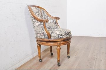 中古　DREXEL HERITAGE(ドレクセルヘリテイジ)　品のある佇まいが魅力的な回転チェア(アームチェア、デスクチェア、回転椅子、一人掛けソファ、1人掛けソファ、1Pソファ、椅子、イス)(R-071468)