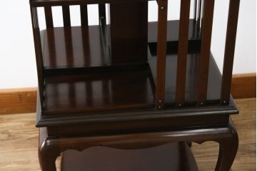 イギリスアンティーク　マホガニー材　猫脚が魅力のリボルビングブックシェルフ(本棚、書棚、英国)(R-071470)