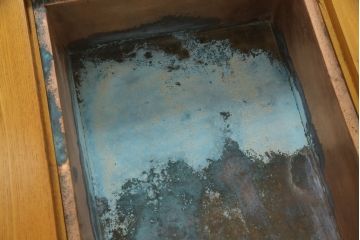 中古　美品　総欅(ケヤキ)材　明るい木の色味がお部屋を華やかに彩る囲炉裏テーブル(火鉢、木製火鉢、長火鉢、座卓、ローテーブル)(R-071475)