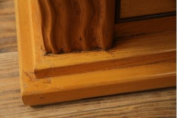 中古　美品　総欅(ケヤキ)材　明るい木の色味がお部屋を華やかに彩る囲炉裏テーブル(火鉢、木製火鉢、長火鉢、座卓、ローテーブル)(R-071475)
