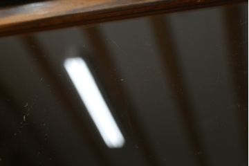 和製アンティーク　前面欅(ケヤキ)材　黒柿材　前面玉杢　懐かしい雰囲気漂う二段重ね茶箪笥(違い棚、食器棚、飾り棚、茶棚、収納棚、戸棚、キャビネット)(R-071479)