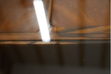 和製アンティーク　前面欅(ケヤキ)材　黒柿材　前面玉杢　懐かしい雰囲気漂う二段重ね茶箪笥(違い棚、食器棚、飾り棚、茶棚、収納棚、戸棚、キャビネット)(R-071479)