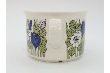 1978年〜1979年　ARABIA FINLAND　Krokus(クロッカス)　大胆に描かれた花たちと青と緑の色合いが存在感を放つトリオセット(ヴィンテージ、ビンテージ、アラビア、フィンランド、北欧食器、カップ、ソーサー、C&S、プレート、皿、グリーン・ブルーライン)(R-071488)
