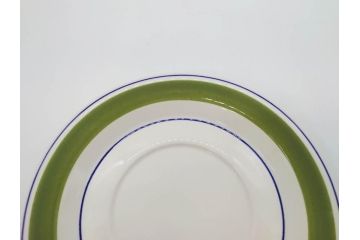 1978年〜1979年　ARABIA FINLAND　Krokus(クロッカス)　大胆に描かれた花たちと青と緑の色合いが存在感を放つトリオセット(ヴィンテージ、ビンテージ、アラビア、フィンランド、北欧食器、カップ、ソーサー、C&S、プレート、皿、グリーン・ブルーライン)(R-071488)