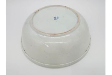 江戸後期　古伊万里　山水の図　約31cm　1尺　落ち着いた風景の染付に癒される大鉢(一尺、深皿、和食器)(R-071489)