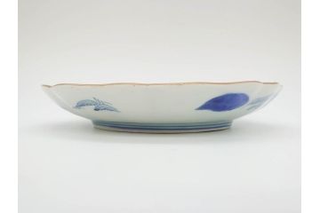 上手物　江戸後期　染付　山水図　約22cm　7寸　金の縁がアクセントになる上品な雰囲気溢れる中皿2枚セット(和皿、和食器、七寸)(R-071490)
