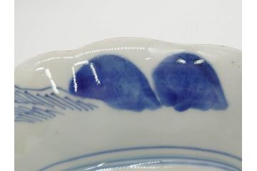 上手物　江戸後期　染付　山水図　約22cm　7寸　金の縁がアクセントになる上品な雰囲気溢れる中皿2枚セット(和皿、和食器、七寸)(R-071490)