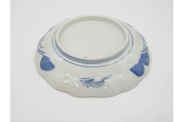 上手物　江戸後期　染付　山水図　約22cm　7寸　金の縁がアクセントになる上品な雰囲気溢れる中皿3枚セット(和皿、和食器、七寸)(R-071491)