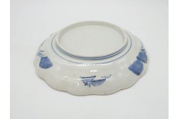 上手物　江戸後期　染付　山水図　約22cm　7寸　金の縁がアクセントになる上品な雰囲気溢れる中皿3枚セット(和皿、和食器、七寸)(R-071492)