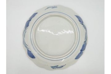 上手物　江戸後期　染付　山水図　約22cm　7寸　金の縁がアクセントになる上品な雰囲気溢れる中皿3枚セット(和皿、和食器、七寸)(R-071492)