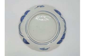 上手物　江戸後期　染付　山水図　約22cm　7寸　金の縁がアクセントになる上品な雰囲気溢れる中皿3枚セット(和皿、和食器、七寸)(R-071492)