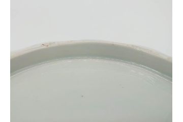 上手物　江戸後期　染付　山水図　約22cm　7寸　金の縁がアクセントになる上品な雰囲気溢れる中皿3枚セット(和皿、和食器、七寸)(R-071493)