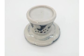 江戸期　古伊万里　波文　染付　繊細に描かれたデザインが目を惹く盃台(酒器、杯台、懐石道具、渡盞)(R-071495)