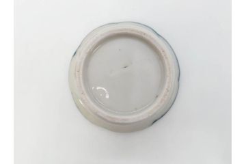 江戸期　古伊万里　波文　染付　繊細に描かれたデザインが目を惹く盃台(酒器、杯台、懐石道具、渡盞)(R-071495)