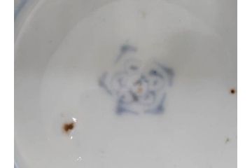 江戸後期　古伊万里　染付　枠絵羊歯文　優しい色合いが魅力的なそば猪口3客セット(シダ、蕎麦猪口、湯呑み、湯のみ、和食器)(R-071496)