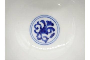 明治期?　伊万里　染付　約11cm　3.6寸　丸いフォルムがぽってりしていて可愛らしい茶碗2客セット(和食器、三寸六分)(R-071498)