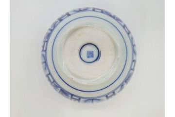 明治期?　伊万里　染付　約11cm　3.6寸　丸いフォルムがぽってりしていて可愛らしい茶碗2客セット(和食器、三寸六分)(R-071498)