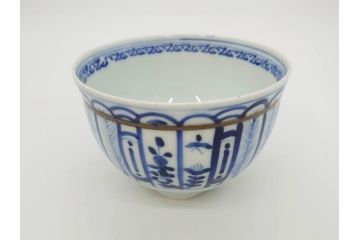 明治期?　伊万里　染付　約11cm　3.6寸　丸いフォルムがぽってりしていて可愛らしい茶碗2客セット(和食器、三寸六分)(R-071498)