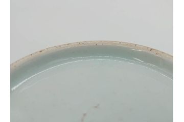 江戸期　古伊万里　染付　編笠文　約15cm　4.9寸　珍しい図柄と藍色の濃淡が印象的な八角皿3枚セット(編み笠、傘、カサ、かさ、変形皿、深皿、和皿、和食器、四寸九分)(R-071499)