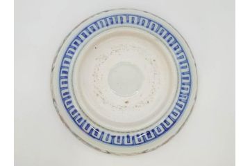 上手物　明治期　伊万里　金彩　染付　窓絵　約19cm　6.2寸　緻密に描かれた上品な絵柄が美しい深鉢(もみじ、紅葉、モミジ、草花、深皿、和皿、和食器、六寸二分)(R-071501)