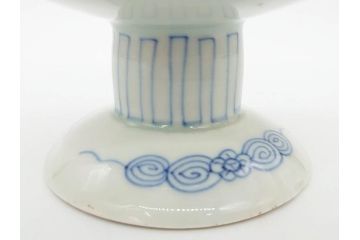 江戸後期?　伊万里　染付　線描　手描きの温かみが感じられる盃洗(松竹梅文、杯洗、高台鉢、フルーツボウル、コンポート、和食器)(R-071503)