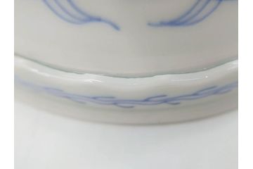江戸後期?　伊万里　染付　線描　手描きの温かみが感じられる盃洗(松竹梅文、杯洗、高台鉢、フルーツボウル、コンポート、和食器)(R-071503)