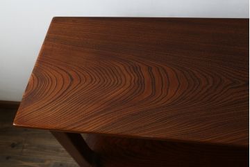 和製ビンテージ　美品!!　最高級!!　黒田辰秋インスパイア作品　指物職人手造り　総欅(ケヤキ)材　拭き漆塗り　美しい杢目が上質な和の雰囲気を演出する隠し収納付き飾り棚(茶棚、収納棚、サイドボード、店舗什器、ヴィンテージ)(定価約170万円)(R-071504)