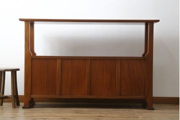 和製ビンテージ　美品!!　最高級!!　黒田辰秋インスパイア作品　指物職人手造り　総欅(ケヤキ)材　拭き漆塗り　美しい杢目が上質な和の雰囲気を演出する隠し収納付き飾り棚(茶棚、収納棚、サイドボード、店舗什器、ヴィンテージ)(定価約170万円)(R-071504)