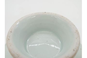 江戸期　古伊万里　染付　花唐草　大胆に描かれた花模様が印象的な盃洗(杯洗、皿、高台鉢、台鉢、和食器)(R-071505)