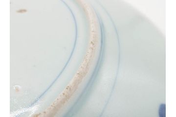 上手物　江戸期　古伊万里　富貴長春　染付　約31cm　1尺皿　大胆に絵付けされた鳥たちが味わい深い魅力を放つ大皿(鶴?、ツル?、鷺?、サギ?、和皿、和食器、一尺)(R-071506)
