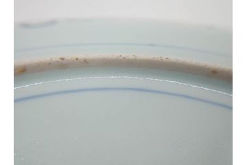 上手物　江戸期　古伊万里　富貴長春　染付　約31cm　1尺皿　大胆に絵付けされた鳥たちが味わい深い魅力を放つ大皿(鶴?、ツル?、鷺?、サギ?、和皿、和食器、一尺)(R-071506)