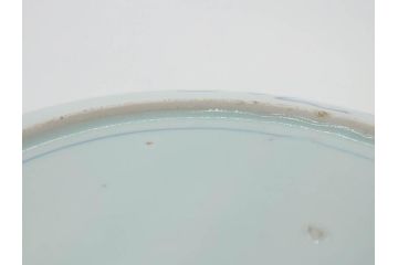 上手物　江戸期　古伊万里　富貴長春　染付　約31cm　1尺皿　大胆に絵付けされた鳥たちが味わい深い魅力を放つ大皿(鶴?、ツル?、鷺?、サギ?、和皿、和食器、一尺)(R-071508)