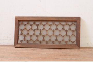 アンティーク建具　片面ガラス　凝ったデザインが目を惹く組子欄間1枚(明り取り、明かり取り)(R-071517)