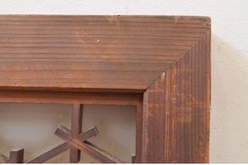 アンティーク建具　片面ガラス　凝ったデザインが目を惹く組子欄間1枚(明り取り、明かり取り)(R-071517)