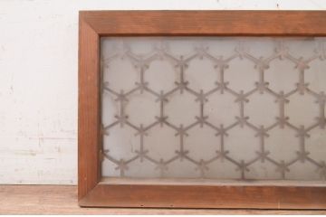 アンティーク建具　片面ガラス　凝ったデザインが目を惹く組子欄間1枚(明り取り、明かり取り)(R-071517)