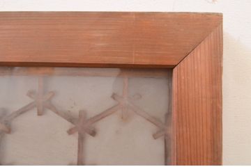アンティーク建具　片面ガラス　凝ったデザインが目を惹く組子欄間1枚(明り取り、明かり取り)(R-071517)