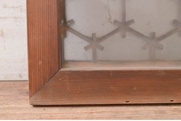 アンティーク建具　片面ガラス　凝ったデザインが目を惹く組子欄間1枚(明り取り、明かり取り)(R-071517)