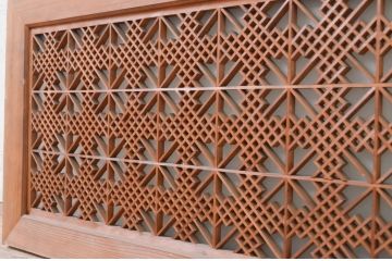 アンティーク建具　片面ガラス　上品な和の空間を演出する組子欄間1枚(明り取り、明かり取り)(R-071522)