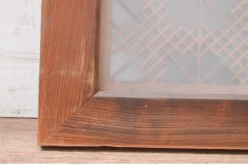 アンティーク建具　片面ガラス　上品な和の空間を演出する組子欄間1枚(明り取り、明かり取り)(R-071522)