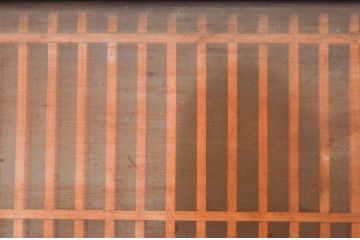 アンティーク建具　両面ガラス　和の趣溢れる筬欄間1枚(格子欄間、明かり取り、明り取り、オサランマ、おさらんま)(R-071523)