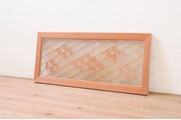 アンティーク建具　両面ガラス　組子入りガラス欄間1枚(明り取り、明かり取り)(R-071524)
